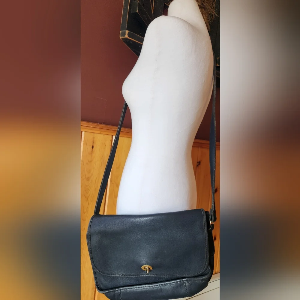Vintage High Art Leather New York Saddle Bag Blue Grey Crossbody - Picture 10 of 13